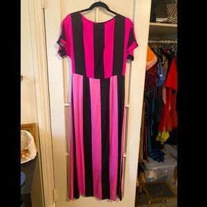 Striped Pink and Black Maxi Dress